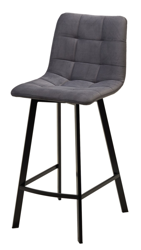 Полубарный стул CHILLI-QB SQUARE серый #27, велюр / черный каркас (H=66cm) М-City MC62190