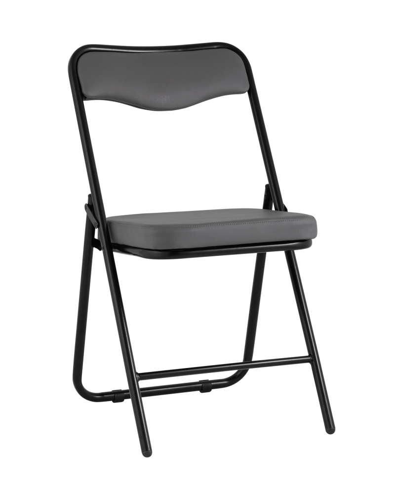 Складной стул Джонни экокожа серый каркас черный матовый SG4435
