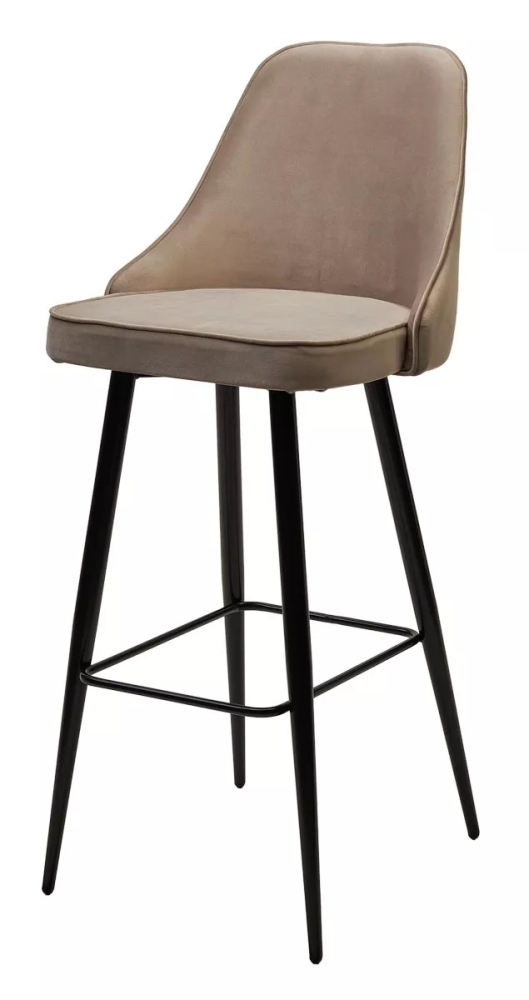 Барный стул NEPAL-BAR БЕЖЕВЫЙ #5, велюр/ черный каркас (H=78cm) М-City MC63282