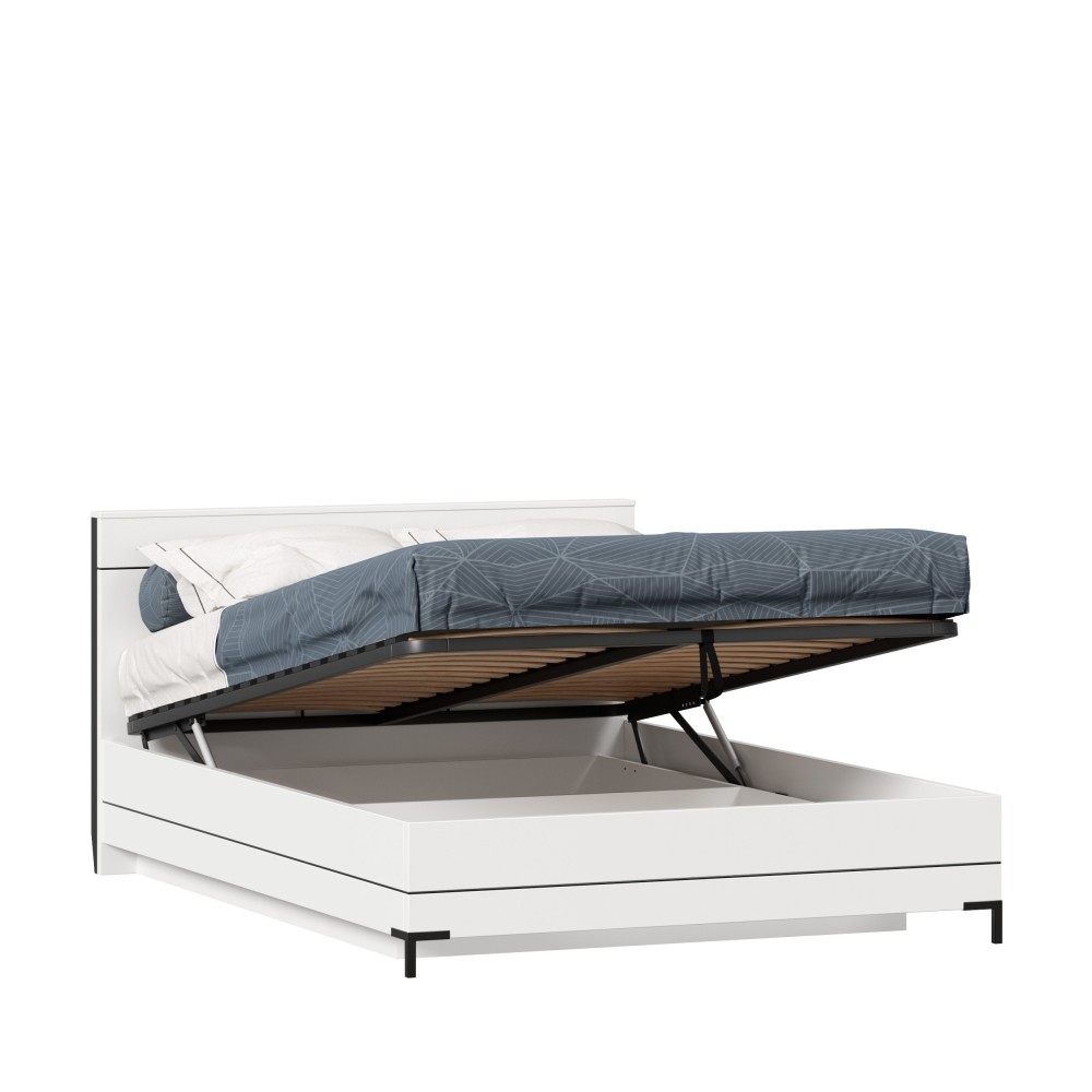 Норд Кровать двуспальная 1400 с подъемным механизмом (Белый/Черный) LD53706