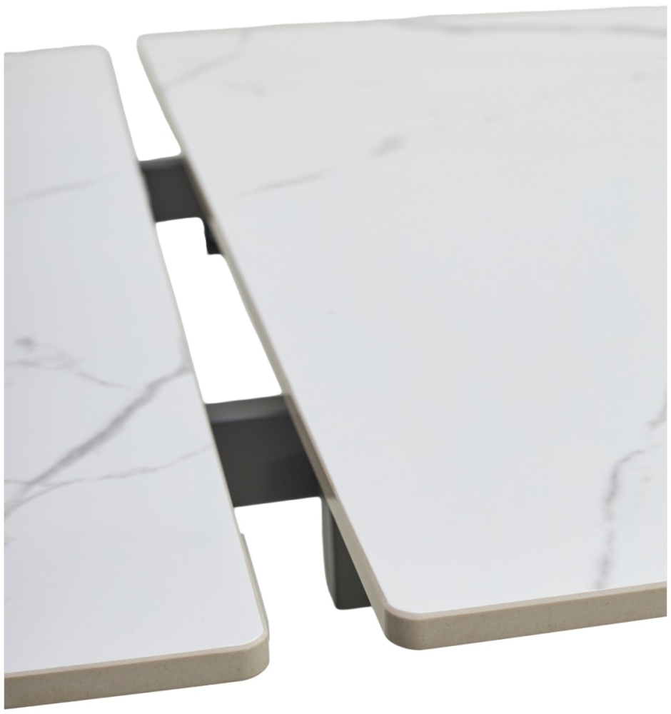 Товар Стол ESTEBIO 160 GLOSS STATUARIO WHITE SOLID CERAMIC / Серый металлик, ®DISAUR MC64103