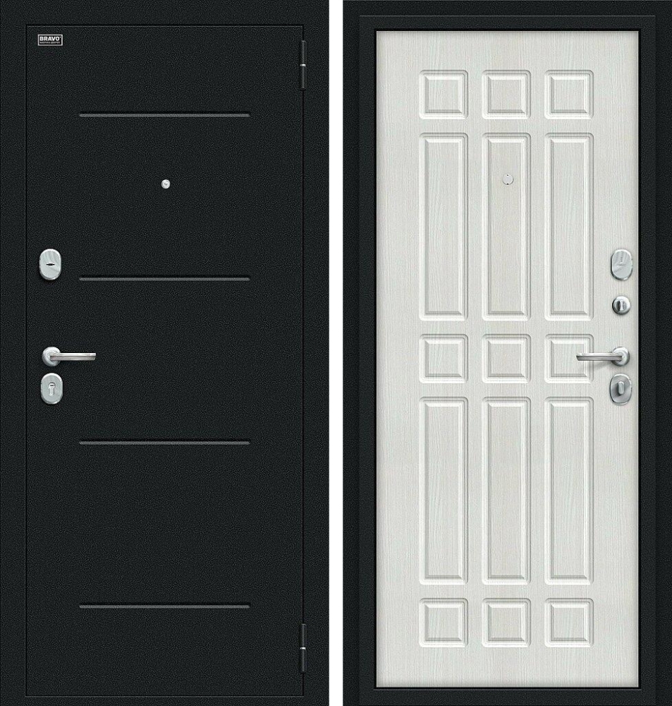 Дверь Мило Букле черное/Bianco Veralinga BR4301