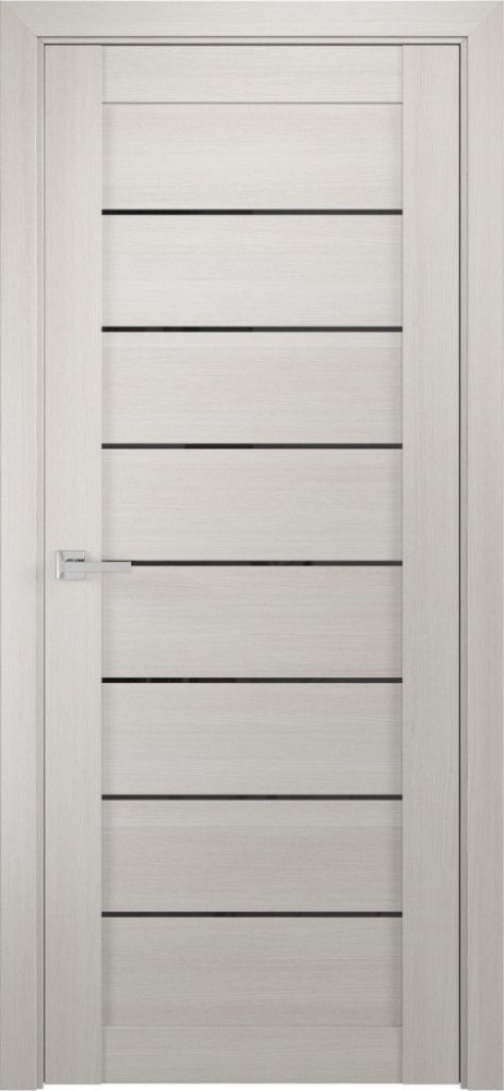 Межкомнатная дверь ЛУ-7 белёный дуб (стекло лакобель черный), 900x2000)