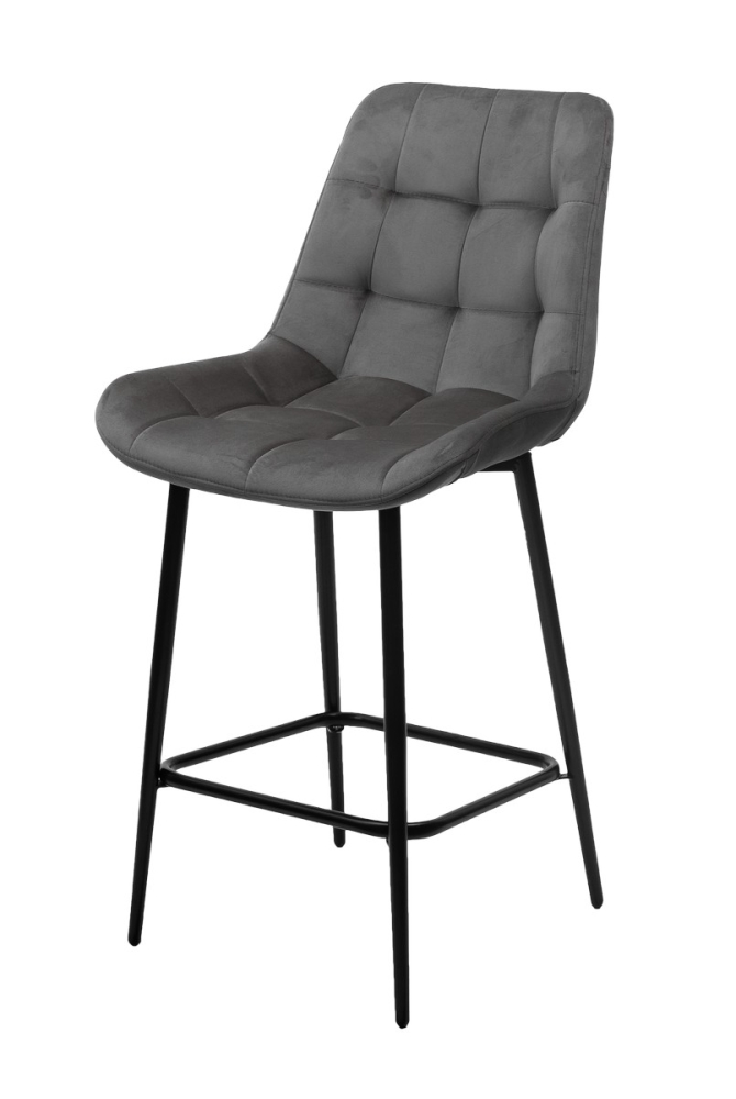Полубарный стул ХОФМАН, цвет H-18 Графитовый, велюр / черный каркас H=63cm М-City MC63174