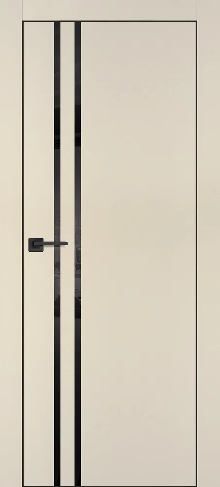 Межкомнатная дверь PX-11  черная кромка с 4-х ст. Бежевый матовый