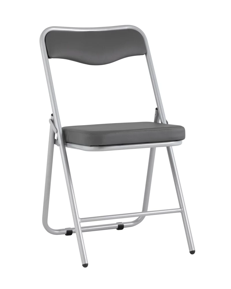 Складной стул Джонни экокожа серый каркас металлик SG4434