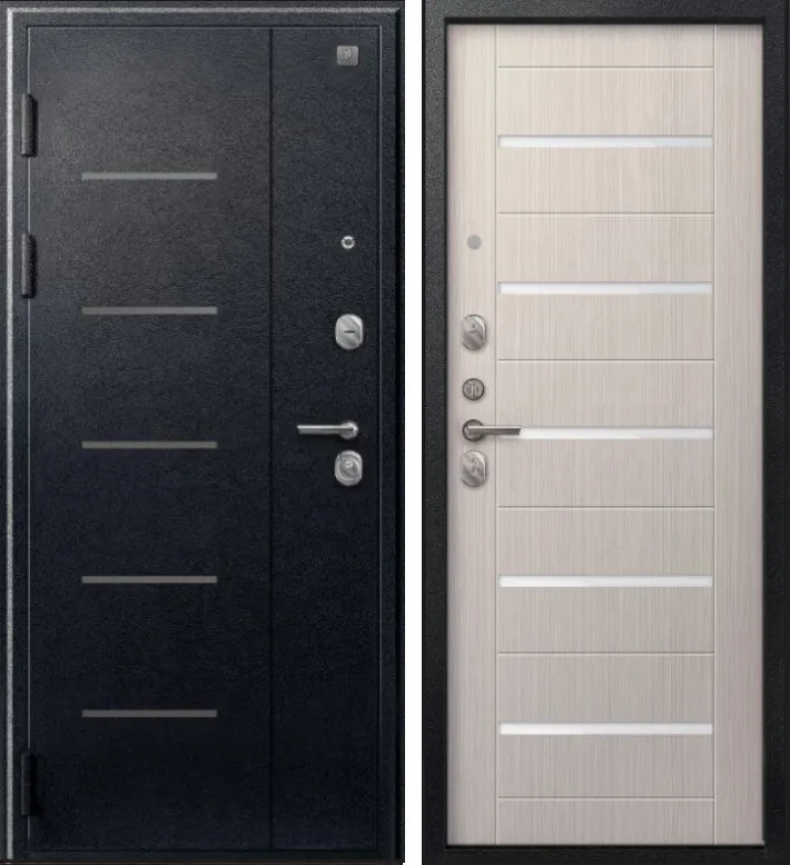 Дверь V-05 Черный муар - Лиственница светлая DIS007346