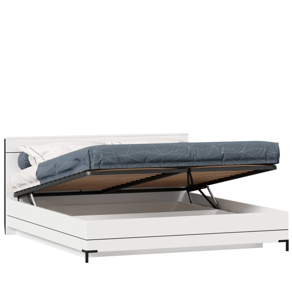 Норд Кровать двуспальная 1800 с подъемным механизмом (Белый/Черный) LD53707